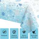 6 PCS Blue Plastic Snowflake Tablecloth(54x108 Inch) Frozen Birthday Winter Wonderland Decorations Disposable Table Cover Tablecloths for Christmas Holiday New Year Party Favors Supplies Decor