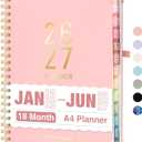 Forvencer Planner 2026-2027, 18 Month Weekly and Monthly Calendar Planner, Jan 2026 -June 2027, 8.5" x 11", Daily Agenda Book with Tabs, College School Supplies for Student Teacher Home, A4, Pink