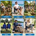 ZENPETIO Oversized Camping Chair, Heavy Duty Folding Lawn Chairs 500 lbs, Color: Blue/Gray-1