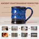Midnight Blue Ceramic Coffee Mug 15oz - Handcrafted Artisan Mug with Large Handle for Comfort, Unique Birthday Gift for Him/Her, Office Desk Essential, Safe for Dishwasher