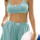 ZAFUL Womens Two Piece Swimsuits with Shorts Cute Striped Bikini Sets Casual Vacation Swimwear (XX-Large, Green)