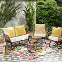 2 x OTOSTAR Set of 4 Waterproof Throw Pillow Covers 18x18 Inch Farmhouse Geometric Square Pillow Cases for Couch Patio Furniture Balcony Garden Outdoor DecorationGeometry40-Yellow