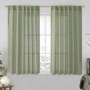 LAMIT Sage Green Linen Curtains 54 Inch Length 2 Panels, Light Filtering Panels Back Tab and Rod Pocket Neutral Drapes for Kitchen/Window/Bedroom, 52 x 54 Inch
