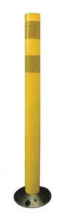 Delineator Post, Yellow, 36" H x 3" Dia., Plastic Base, Polyurethane Delineator, No Retroreflective Collar, 3.5 lb,