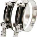 3.75" T Bolt Hose Clamp Stainless Steel - Working Range 100mm - 108mm for I.D. 3.75" Hose with 3mm - 6mm Wall Thickness, Roadformer T-bolt Clamp Featured to Provide Reliable Sealing Force, 2 Pack