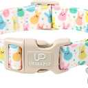 Easter Day Dog Collar, UP URARA PUP Easter Bunny Adjustable Pet Collar with Quick Release, Colorful Rabbits Dog Collars for Large Dogs