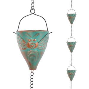 giole 10 FT Rain Chain for Outside, Rain Chain with 10 Bee Pattern Cups Adjustable Rain Catcher Chain for Gutters, Eaves, Drainage, Replacement for Downpout
