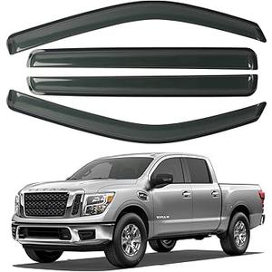 4 PCS CHYKORLA Window Visor Rain Guards Fit for 2022 2023 Nissan Frontier Crew Cab, Tape-on Side Wind Window Deflectors, Outside Mount Smoke Tinted Vent Visors Shade Shield