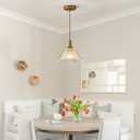 10.62-inch Hanging Light Fixture for Kitchen, Single-Light Island Pendant with Painted Glass Shade and Brass Finish, E26 Socket, Kitchen Island Pendant Light (Bulb not Included)