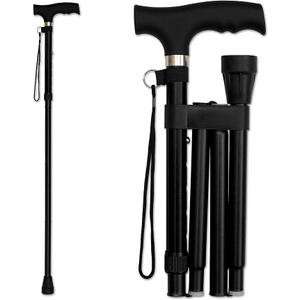 MS Folding Cane - Foldable Walking Cane with Adjustable Height - Collapsible and Lightweight - Soft Ergonomic Handle for Comfortable Grip - Portable Walking Stick for Mobility Aid