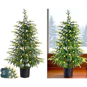 5.8FT Prelit Christmas Tree - Artificial Christmas Tree with Timer Remote for Indoor Holiday Decor - Xmas Tree for Home, Office, Living Room, Kitchen (B-Dark Green)