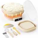 Heating Banneton Bread Proofing Basket, SMOOTHARMOR Electric Silicone Sourdough Starter Kit, 2L Foldable Thermostatic Sourdough Bread Baking Supplies, Timer & 6 Temp Settings, Dishwasher Safe, 7 Tools
