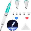 Original Diamond Art Painting Pen Lighted Drill Pen 2.0 Metal Sticky Pen Tips, Diamond and Painting Accessories with Multi Replacement Pen Heads and Wax - B7 Turquoise