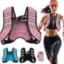 Weighted Vest for Women Men, 6lb Adjustable Weight Vest with Reflective Stripes for Workout, Strength Training, Running, Fitness, Muscle Building, Weight Loss, Rucking Vest With Phone Pouch (Pink)