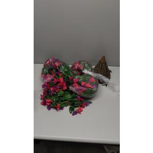 Artificial Bougainvillea Faux Flowers Plants Baskets for Outdoor Outside Decoration, 3PCS Fake Silk Flowers Long Trailing Vines UV Resistant Realistic for Front Door Porch Patio Balcony, PurpleHotpink