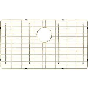POPFLY 304 Stainless Steel Gold Kitchen Sink Grid Protector, 29-1/2" 16-1/2" Sink Bottom Grate with Rear Drain for Single Bowl Kitchen Sinks, Scratch & Noise Protection, PF603118UWG-G126