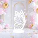 22 Inch White Wood Butterfly Prop Decor Large Butterfly Wings Wooden Cutout Wood Butterfly Backdrop Princess Butterfly Prop Decoration for Wedding Baby Shower Birthday Butterfly Party