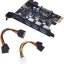 PCI-E to Type C (2),Type A (3) USB 3.0 5-Port PCI Express Expansion Card Expanding 2 USB 3.0 Ports with Internal 19-Pin Connector for Window 7/8/10/XP/Vista