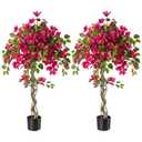 Datietiao 2Pack Artificial Bougainvillea Tree, 4FT Faux Bougainvillea for Indoor Outdoor Decor, Lifelike Bougainvillea Artificial Flowers Plant for Office, Front Porch, Living Room & Patio