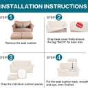 Turquoize 3 Piece Sofa Covers for 2 Cushion Couch Sofa Slipcover Soft Couch Cover for Dogs-Washable Sofa Furniture Cover with 2 Individual Cushion Covers, Thick Jacquard Fabric (Loveseat, Cream)