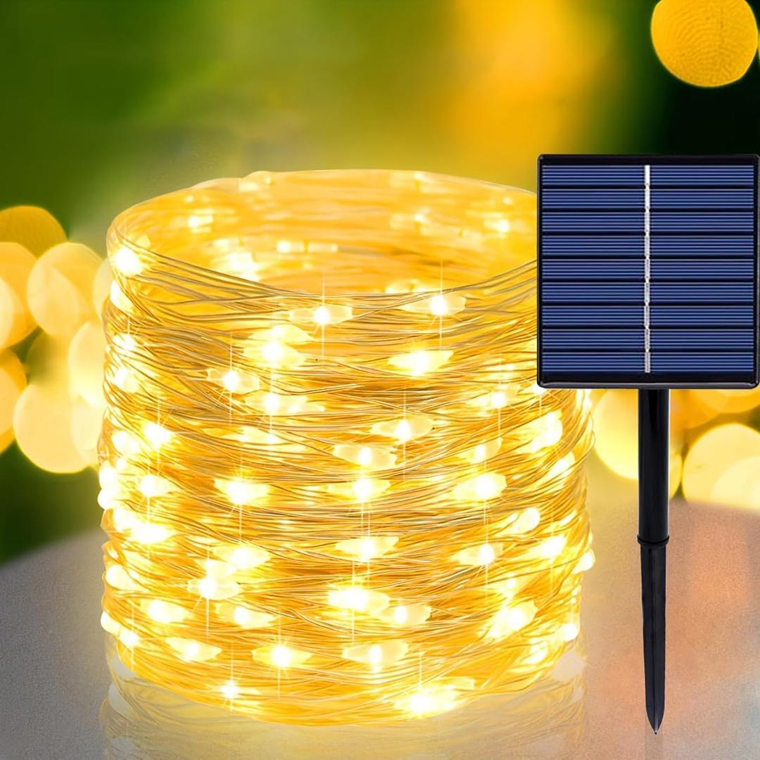 Solar String Lights for Outside, 66FT 200 LED Outdoor Solar Fairy Lights Waterproof 8 Modes, Xmas Tree Light for Patio Garden Party Backyard Wedding Holiday Decor, Warm White