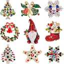 Halloween Thanksgiving Fall Christmas Theme Crystal Brooch Set with Rhinestone Crystal Halloween Thanksgiving Fall Christmas Ornament (Christmas Style 2)