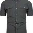 TUNEVUSE Mens Short Sleeve Button Down Shirt Casual Work Dress Shirt Lightweight Summer Shirt with 2 Pockets (Green, S)