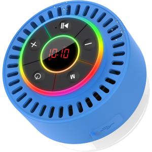 Bluetooth Speaker, Shower Speaker IPX7 Waterproof, Speakers Bluetooth Wireless with Rich Bass, Portable Speaker with LED Light, Suction Cup,8H Playtime, for Bathroom Party Beach, Ideal Gifts, Blue