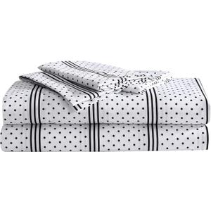 Betsey Johnson - Queen Bed Sheets, Soft & Lightweight Bedding, Fade & Wrinkle Resistant (Dots & Stripes, Queen)