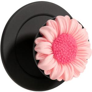 Daisy Flower Magnetic Phone Grip,Compatible with Magsafe Collapsible Mobile Stand Holder for Smartphone and Tablet-Pink Black Design
