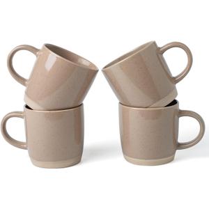 famiware Coffee Mugs for 4, 13 oz Mug Set, Dringking Cup with Handle for Coffee, Tea, Cocoa, Milk, Milkyway Series, Cinnamon Brown