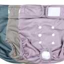 wegreeco Washable Reusable Premium Dog Diapers, Pack of 3, Dog Puppy & Doggy Diapers Female, Dog Period Panties Diapers Female in Heat XX-Large (Grey, Purple, Green)