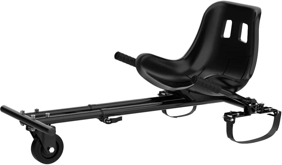 Hover-1 Buggy Hoverboard Attachment - Compatible with Most 6.5" & 8" Electric Hoverboards, Hand-Operated Rear Wheel Control, Adjustable Frame & Straps, Easy Assembly & Install Hoverboard Go Kart (Black)