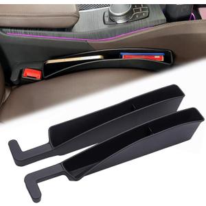 2 Packs Car Seat Gap Filler Organizer, Dual Slot Car Seat Gap Organizer, Gap Filler for Car, SUV, Trunk, Sedan Side Seat Gap Between Seat and Console, Car Seat Gap Plug with Storage Slot (Black)