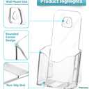 Viymgit Brochure Holder Stand, 2 Pack 4 inches Acrylic Pamphlet Display Stand Wall Mount/Countertop, Clear Plastic Trifold Rack Card Holder for Organizer Flyer, Leaflets, Document, Literature