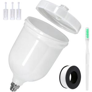 Gravity Feed Spray Gun Cup, 600ml Paint Cup, 3/8" Male 19 Thread BSP, 1 Filter + PTFE Tape, Fit for GTI PRO DV1 TT GFG