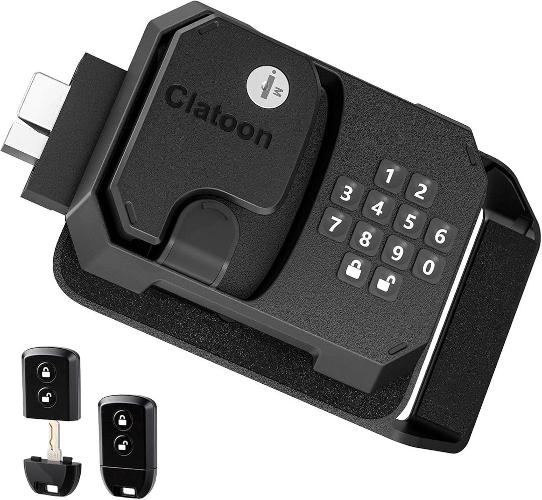 Clatoon RV Keyless Entry Door Lock Replacement with Keypad and Remote, Full Metal Camper Door Lock Upgraded Lock Core for RV Accessories, Travel Trailer, Lock Hole 3.75" X 2.75" X 1.5"