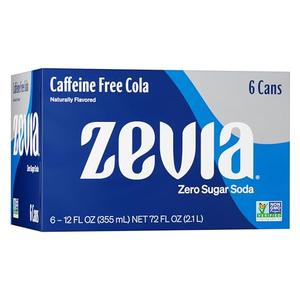 Zevia Zero Calorie Soda, Caffeine Free Cola, 12 fl oz Cans (Pack of 6)