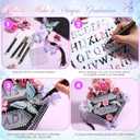 Lyrow 51 Pcs DIY Graduation Cap Decorations Kits Included Grad Cap Pens Faux Flowers Letter Number Stencils Rhinestones Stickers 3D Butterflies for Grad Hat Topper Decors Craft Art DIY(Dark Purple)