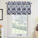 DriftAway Mason Blackout Valances for Windows Thermal Insulated Kitchen Topper Geometric Moroccan Mid Century Pattern Match Thick Bathroom Curtain Valance Rod Pocket 52 Inch by 18 Inch Navy