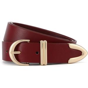 HOTWILL Women Belt for Jeans Dress Pants Fashion Gold Buckle Ladies Faux Leather Waist Belt (Large: 33"-36" (Pant 12-14))