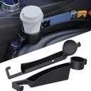 2 Pack Universal Dual Car Seat Gap Filler with Cup Holder, Car Gap Plug Seat Fillers with Cup Holders Odorless Black-Carbon Fiber Texture for Cars SUV Trucks, Console Side Gap Organizer Storage