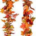 Lvydec 2 Pack Fall Maple Garland - 5.9ft/Piece Artificial Fall Foliage Garland Colorful Autumn Decor for Home Wedding Party (Mixed Color)