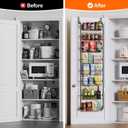 Delamu Over The Door Pantry Organizer, 8-Tier Pantry Door Organizers and Storage, Metal Hanging Spice Rack, Seasoning Organizer, Door Organizer for Home Kitchen Bathroom, Black