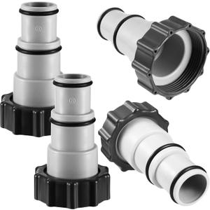 Tooetoy 4 Pack Hose Adapter A with Collar Replacement Part for Intex Above Ground Pools, Ideal for Threaded Connection Pump,Converts 1.5" & 1.25" Hoses