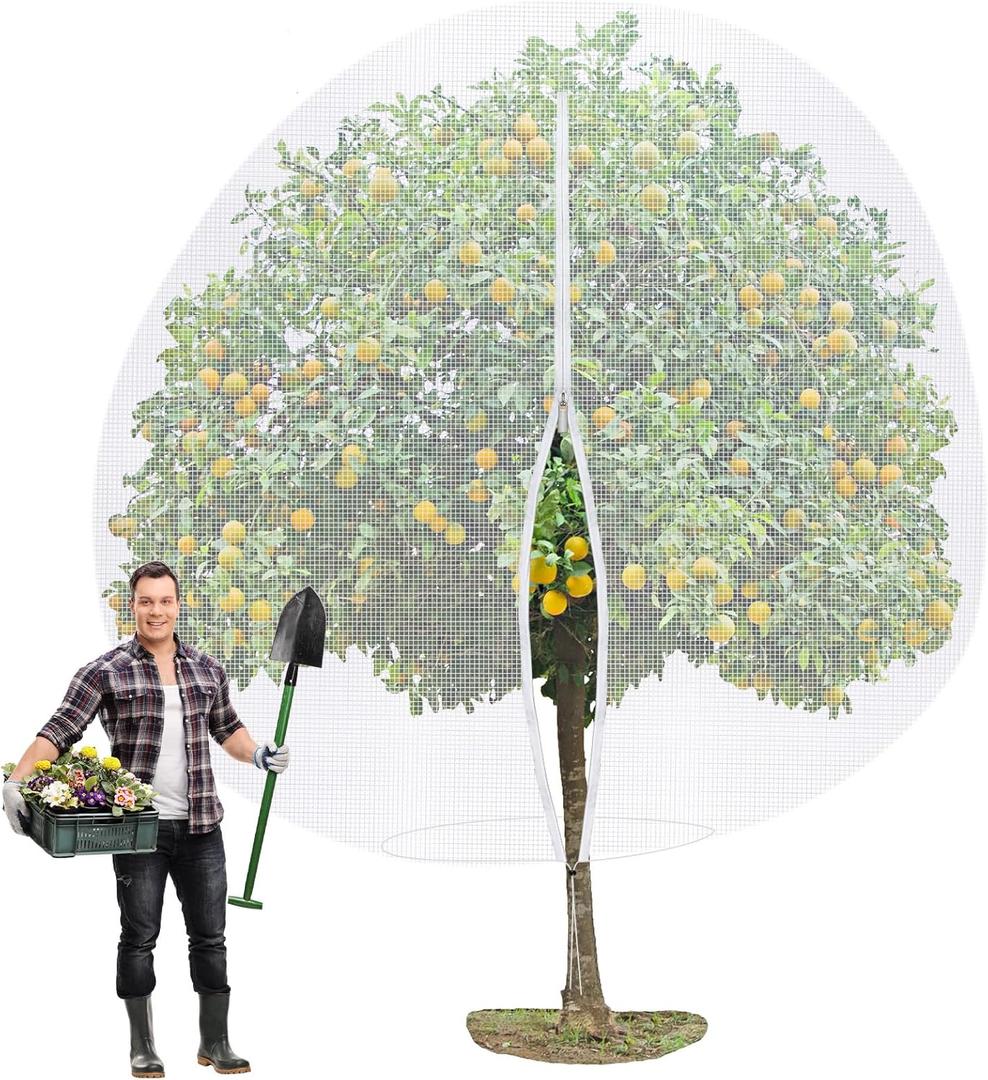12 x 12 FT Large Fruit Tree Netting Bags Garden Plant Protector with Zipper and Drawstring Blueberry Bushes Netting Covers Plant Protection Mesh Net Bags from Insect Bug Cicada