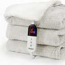 Heated Blanket Electric Blanket Twin Waffle, 62x84 Inches Sherpa Fleece Fast Heating Blanket 6 Heating Levels & 10 Hours Auto Off ETL Certification,Beige Twin