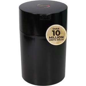 COFFEEVAC 1LB Patented Airtight Multi-use Vacuum Works as Smell Proof Ground Coffee Bean Containers. Black Cap and Body, 1.85-Liter/1.6-Quart