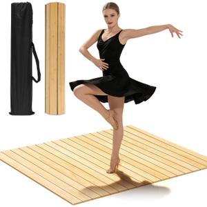 Brobear Tap Dance Floor 47.8 x 38.5 Inch, Portable Tap Board for Tap Dancing with Storage Bag, 8mm Solid Bamboo Tap Board with Anti-Slip Design for Home and Outdoor Practice