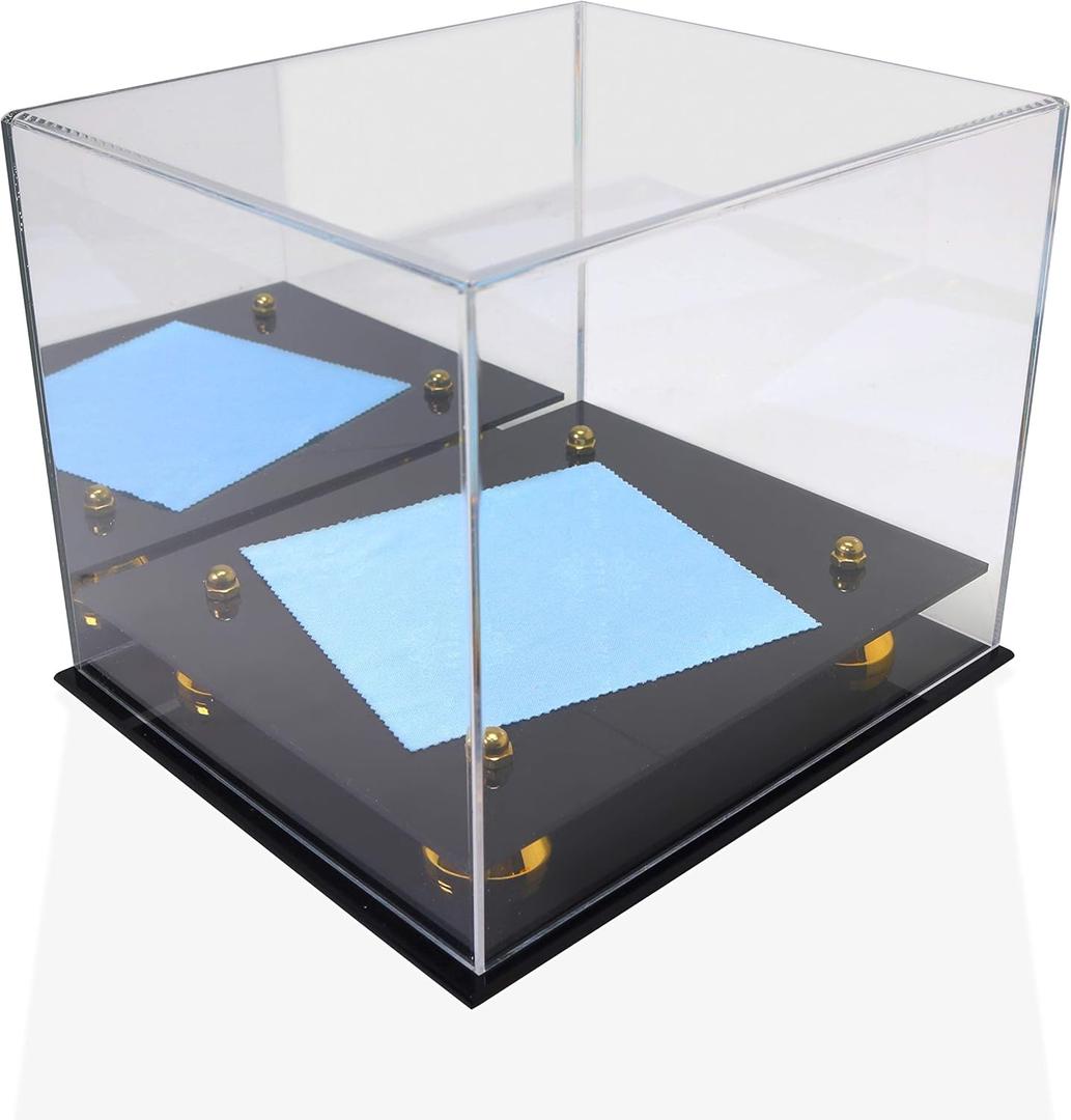 Katai  Acrylic Hat Display Case  Clear UV-Resistant Hat Storage Box for Baseball, Football & Softball Caps  Full-Size Collectible Display with Microfiber Cloth